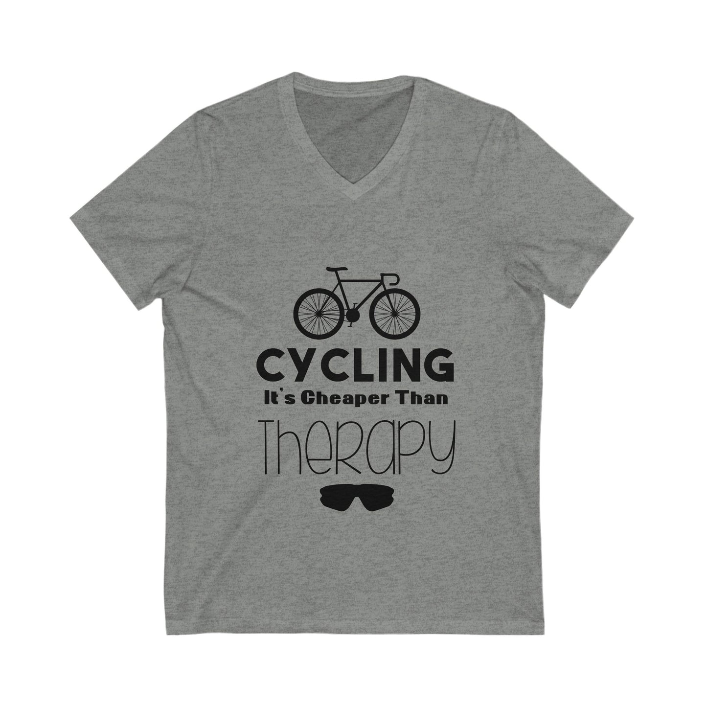 Cycling It'S Cheaper Than Therapy Unisex Short Sleeve V-neck Tshirt