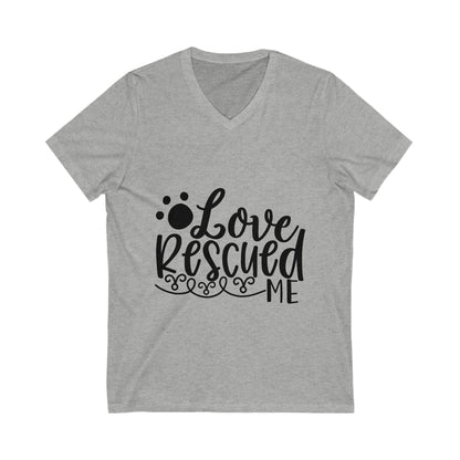 Love Rescued Me Unisex Short Sleeve V-neck Tshirt