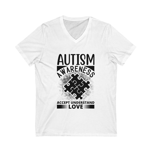 Autism Awareness Unisex Short Sleeve V-neck Tshirt