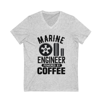 Marine Engineer Powered By Coffee Unisex Short Sleeve V-neck Tshirt