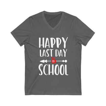 Happy Last Day School Unisex Short Sleeve V-neck Tshirt