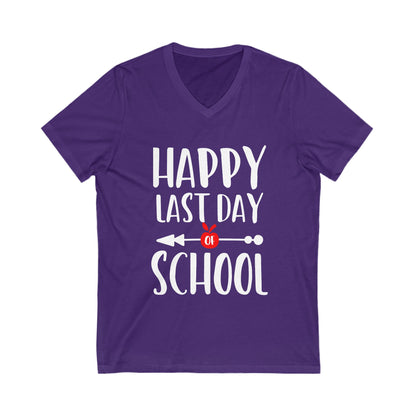 Happy Last Day School Unisex Short Sleeve V-neck Tshirt