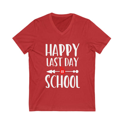 Happy Last Day School Unisex Short Sleeve V-neck Tshirt