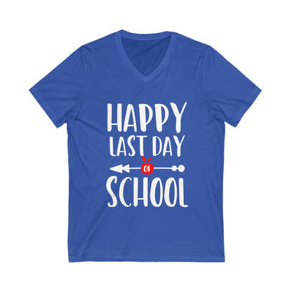 Happy Last Day School Unisex Short Sleeve V-neck Tshirt