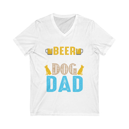 Beer Powered Dog Dad Unisex Short Sleeve V-neck Tshirt