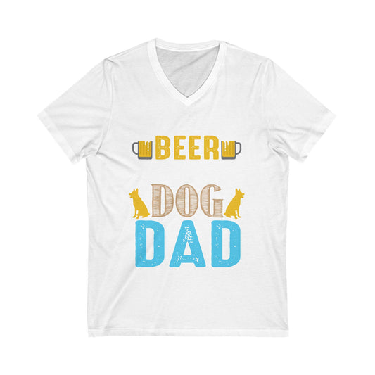 Beer Powered Dog Dad Unisex Short Sleeve V-neck Tshirt