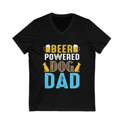 Beer Powered Dog Dad Unisex Short Sleeve V-neck Tshirt