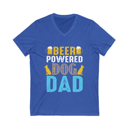 Beer Powered Dog Dad Unisex Short Sleeve V-neck Tshirt