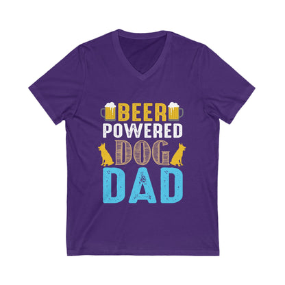 Beer Powered Dog Dad Unisex Short Sleeve V-neck Tshirt