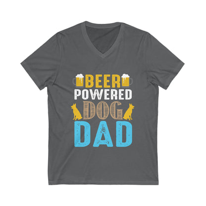 Beer Powered Dog Dad Unisex Short Sleeve V-neck Tshirt