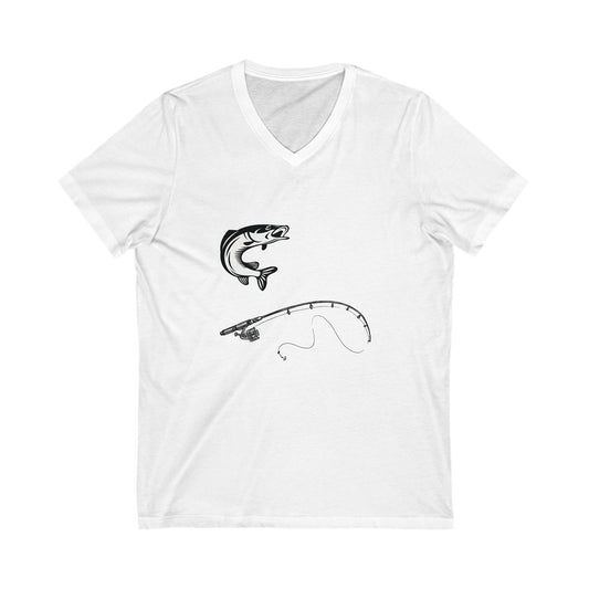 Just One More Cast, I Promise Unisex Short Sleeve V-neck Tshirt