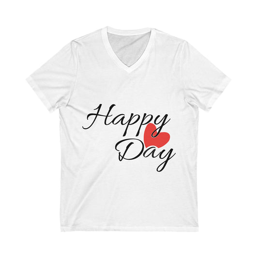 Happy Day Unisex Short Sleeve V-neck Tshirt