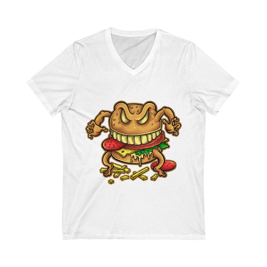 Curse Of The Burger Unisex Short Sleeve V-neck Tshirt