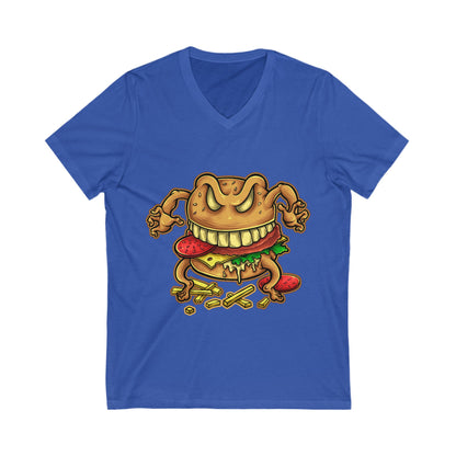 Curse Of The Burger Unisex Short Sleeve V-neck Tshirt