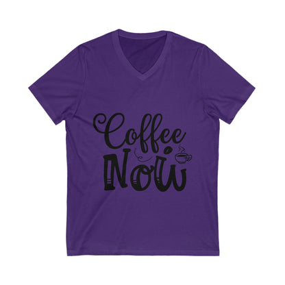 Coffee Now Unisex Short Sleeve V-neck Tshirt