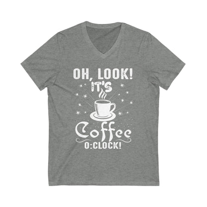 Look Its Coffee O'Clock Unisex Short Sleeve V-neck Tshirt