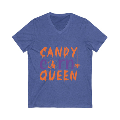 Candy Corn Queeen Unisex Short Sleeve V-neck Tshirt