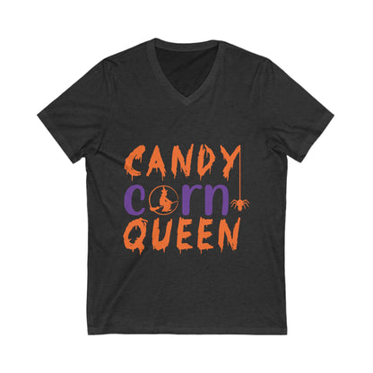Candy Corn Queeen Unisex Short Sleeve V-neck Tshirt