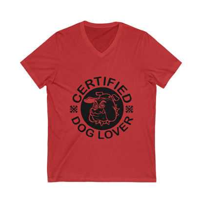 Certified Dog Lover Unisex Short Sleeve V-neck Tshirt