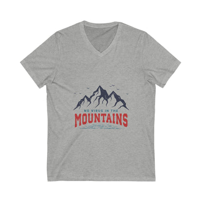 Mountains Vibe Unisex V-Neck Tee - "No Virus in the Mountains"