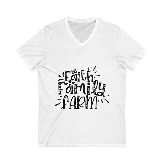 Faith Family Farm Unisex Short Sleeve V-neck Tshirt