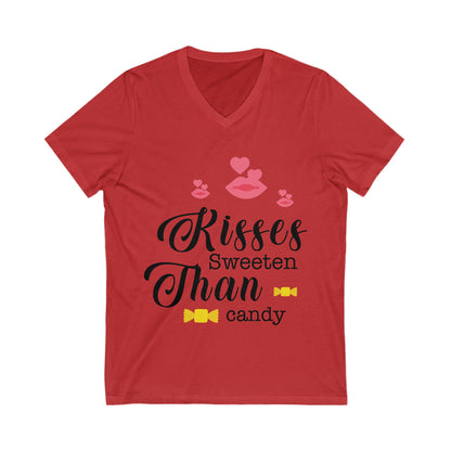 Kisses Sweeter Than Candy Unisex Short Sleeve V-neck Tshirt