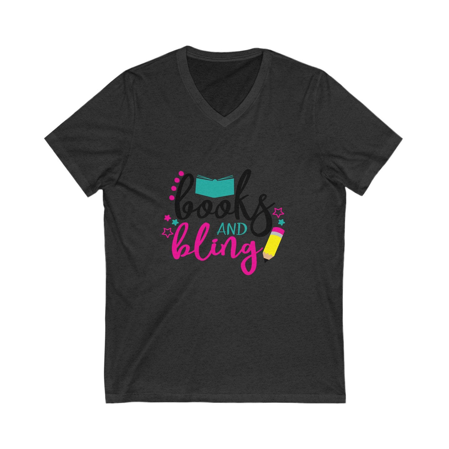 Books And Bling Unisex Short Sleeve V-neck Tshirt