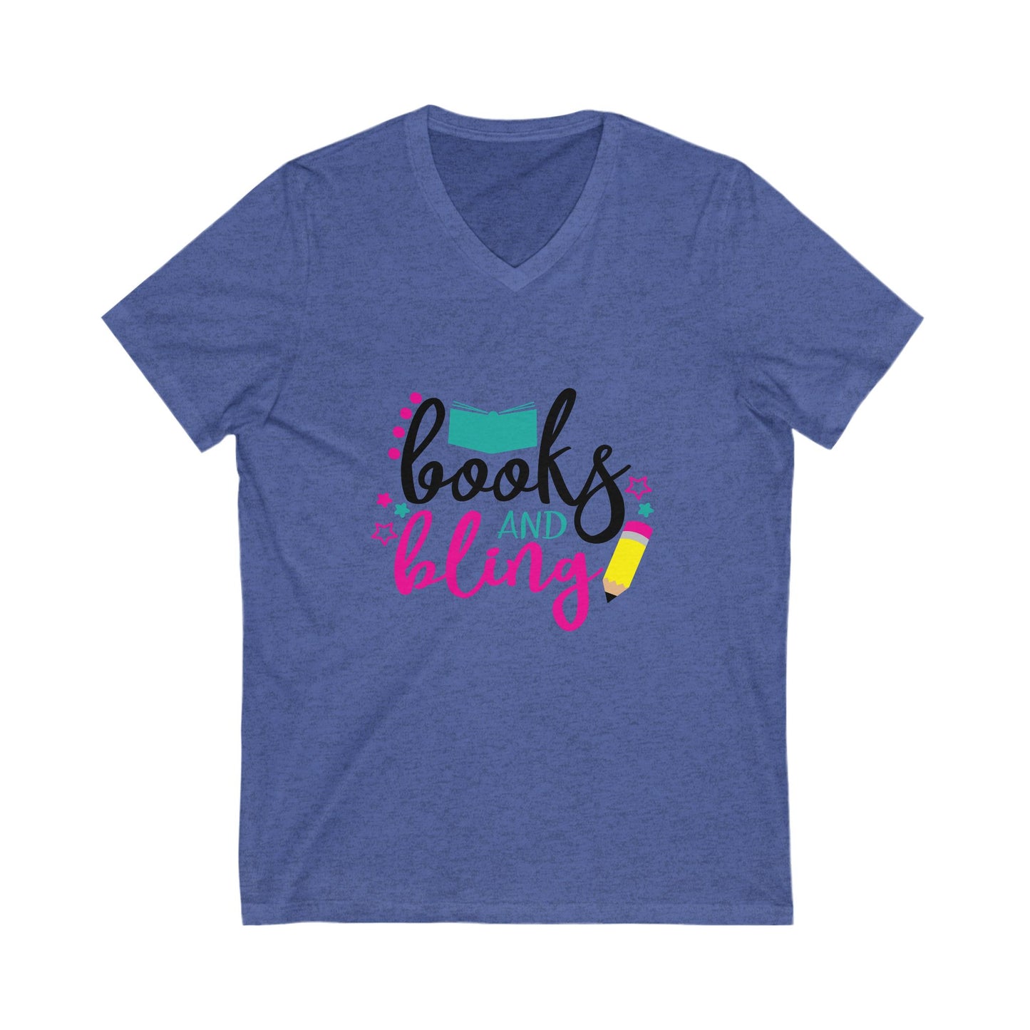 Books And Bling Unisex Short Sleeve V-neck Tshirt