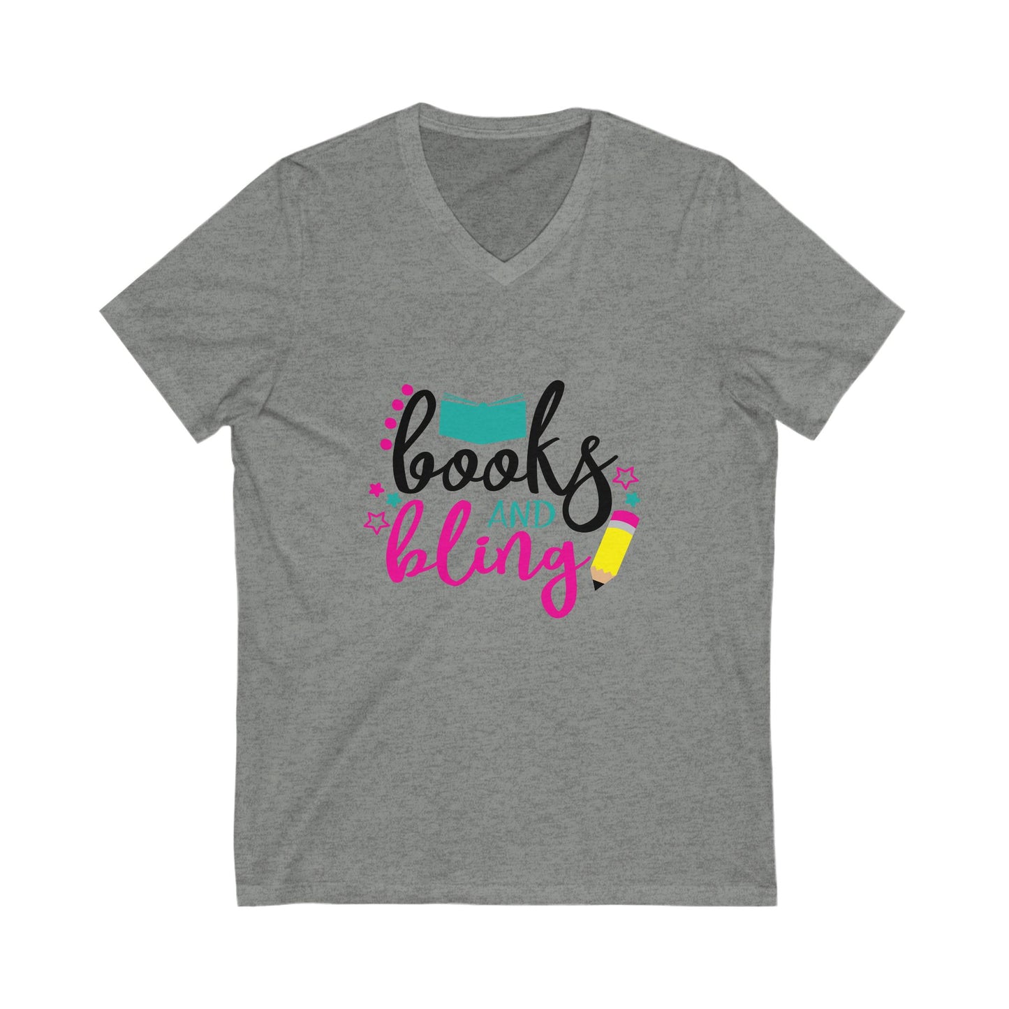 Books And Bling Unisex Short Sleeve V-neck Tshirt