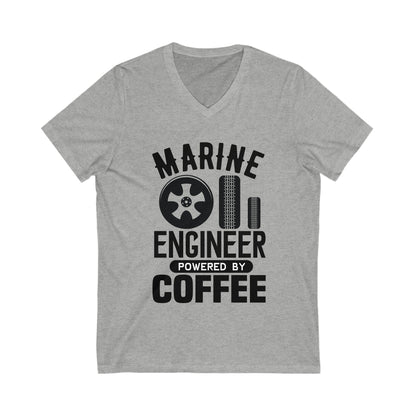 Marine Engineer Powered By Coffee Unisex Short Sleeve V-neck Tshirt