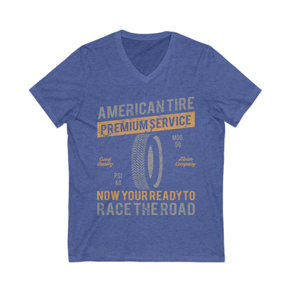 American Tire Distressed Unisex Short Sleeve V-neck Tshirt