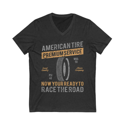 American Tire Distressed Unisex Short Sleeve V-neck Tshirt