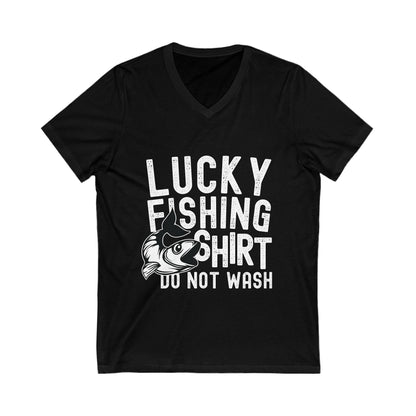 Lucky Fishing Shirt, Do Not Wash Unisex Short Sleeve V-neck Tshirt