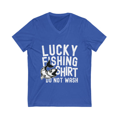 Lucky Fishing Shirt, Do Not Wash Unisex Short Sleeve V-neck Tshirt
