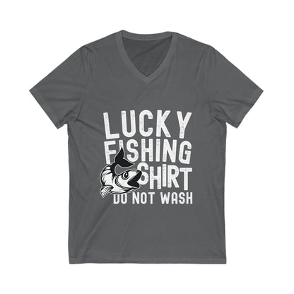 Lucky Fishing Shirt, Do Not Wash Unisex Short Sleeve V-neck Tshirt