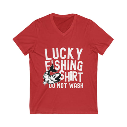 Lucky Fishing Shirt, Do Not Wash Unisex Short Sleeve V-neck Tshirt