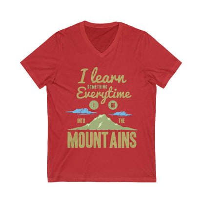 Learn From The Mountains Unisex Short Sleeve V-neck Tshirt