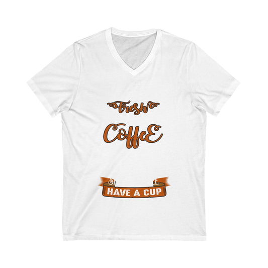 Fresh Brewed Coffee Unisex Short Sleeve V-neck Tshirt