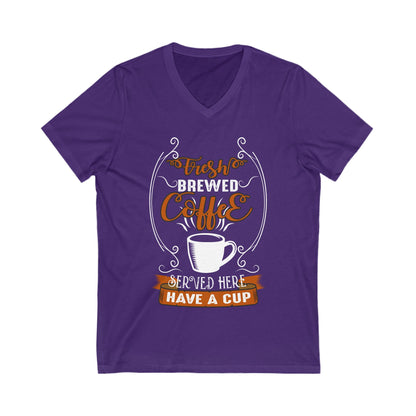 Fresh Brewed Coffee Unisex Short Sleeve V-neck Tshirt