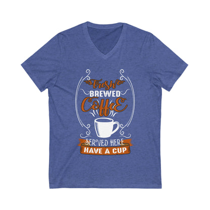 Fresh Brewed Coffee Unisex Short Sleeve V-neck Tshirt