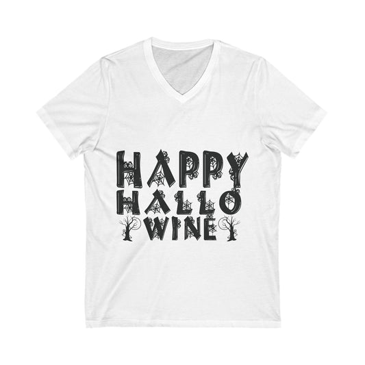 Happy Hallo Wine Unisex Short Sleeve V-neck Tshirt