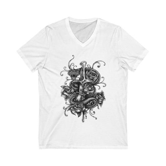 Dagger And Snake Unisex Short Sleeve V-neck Tshirt