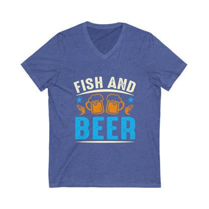 Fish And Beer Unisex Short Sleeve V-neck Tshirt