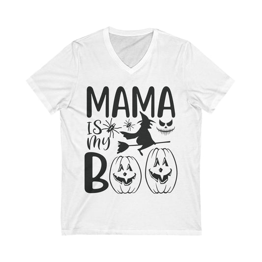 Mama Is My Boo Unisex Short Sleeve V-neck Tshirt