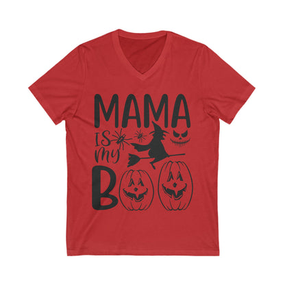 Mama Is My Boo Unisex Short Sleeve V-neck Tshirt