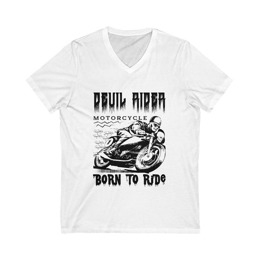 Devil Rider Unisex Short Sleeve V-neck Tshirt