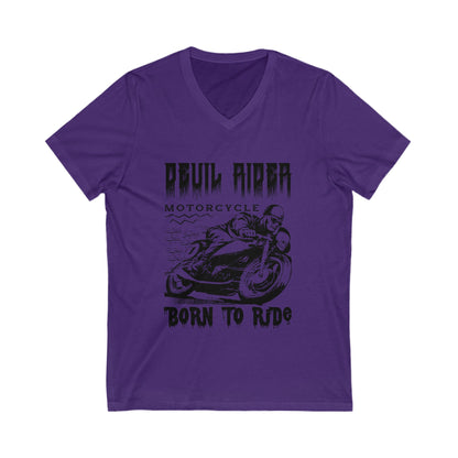 Devil Rider Unisex Short Sleeve V-neck Tshirt