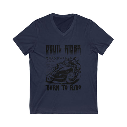 Devil Rider Unisex Short Sleeve V-neck Tshirt
