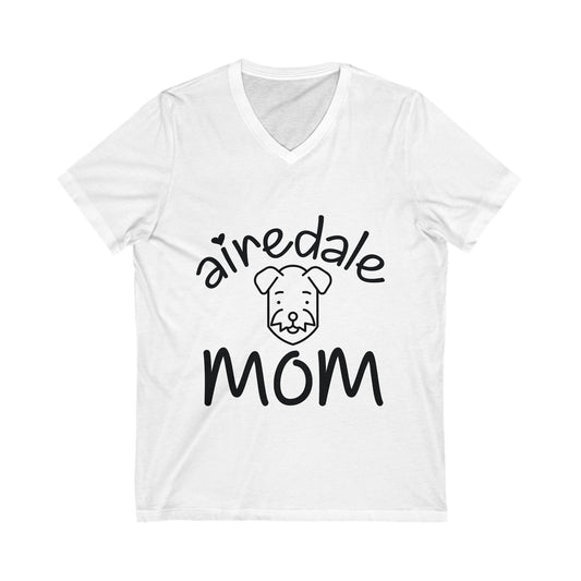 Airedale Mom Unisex Short Sleeve V-neck Tshirt