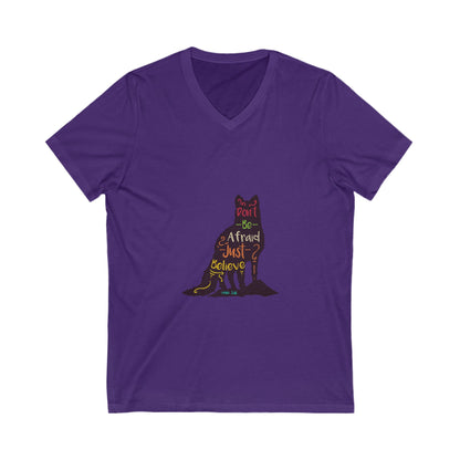 Don'T Be Afraid Just Believe Unisex Short Sleeve V-neck Tshirt